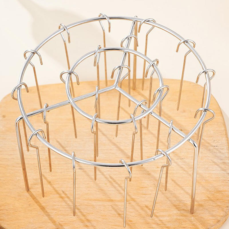 Kitchen Vertical Skewers Holder Round Air Fryer Grill Rack Detachable Grill Kebab Rack with Steel Sticks