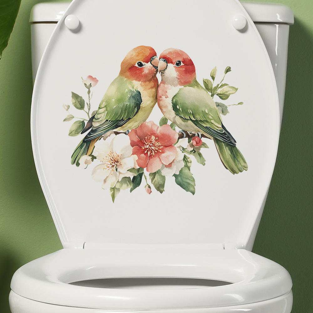 Couple Branches Birds Flowers Bathroom Toilet and Home Beautification Stickers