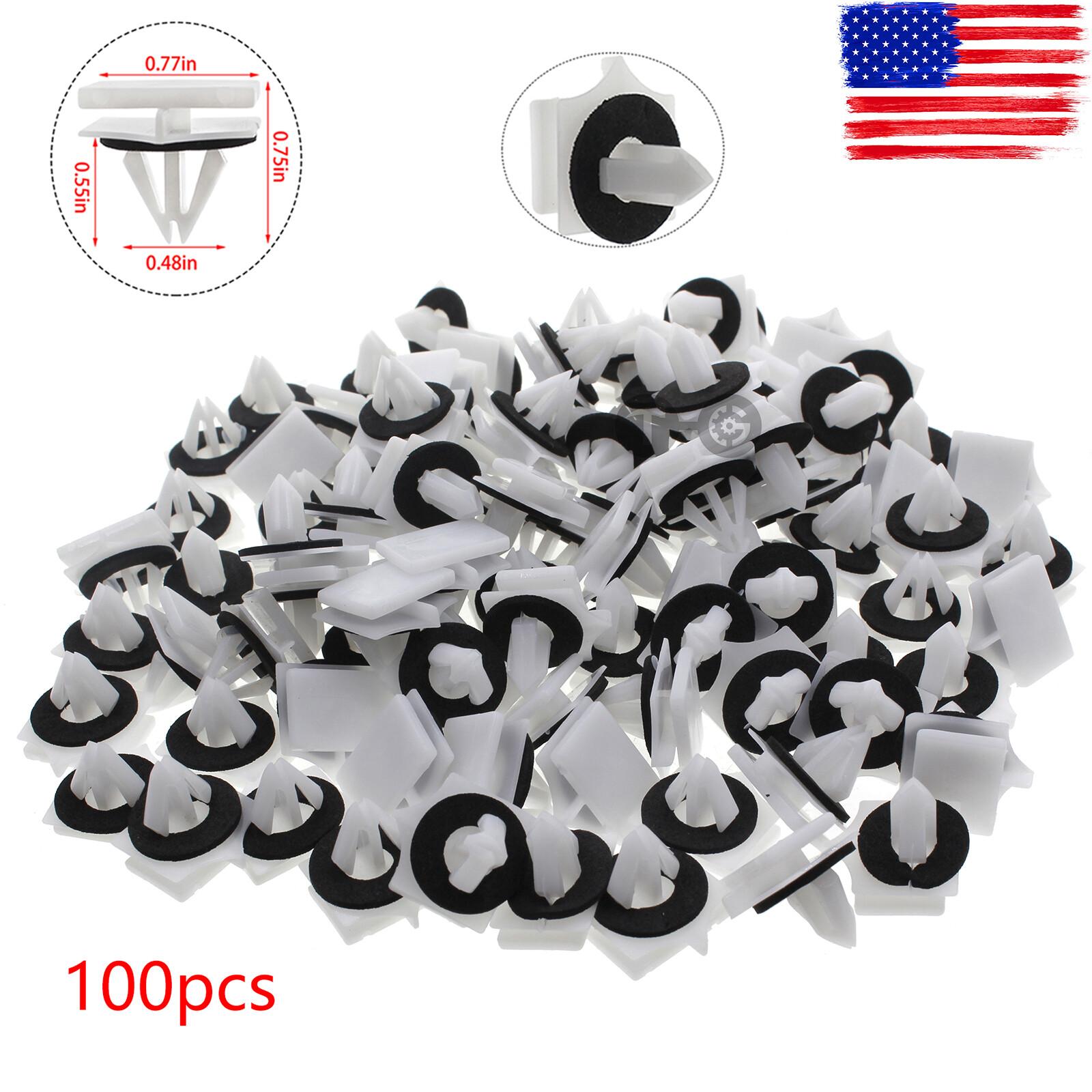 100X nylon white Rocker Panel Moulding fasteners Car Clips for Chevy