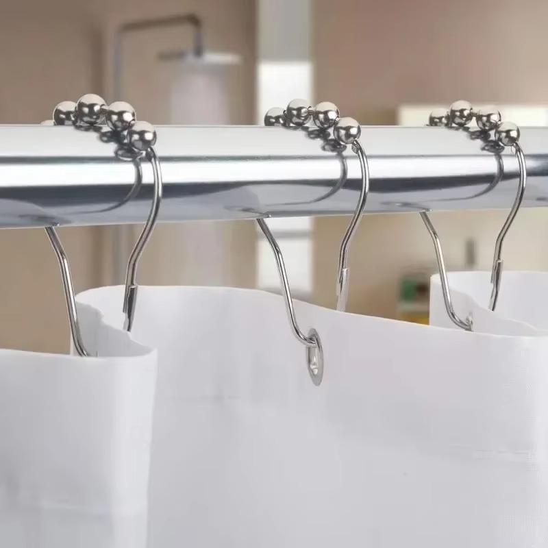1 Pack 24pcs Shower Curtain Rod Hooks Stainless Steel Material with Rolling Balls Easy To Slide and Not Fall Off