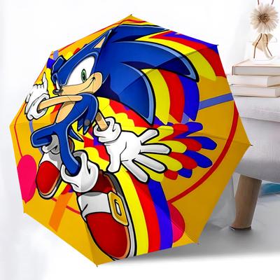 1PC Sonic Colors Automatic Umbrella 8 Rib Portable Folding Black Iron Frame for Outdoor, Beach, Travel, Beach Umbrella  0905164