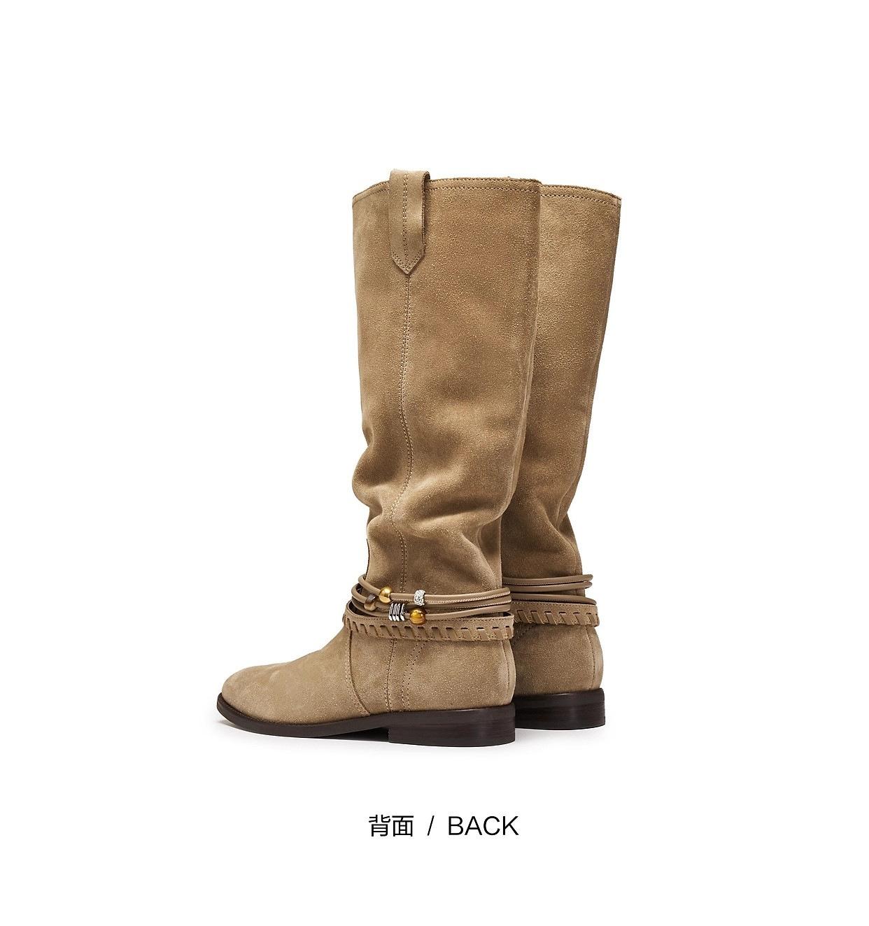 

Ковбойские сапоги в западном стиле ретро 2025 осень новинка толстый каблук плетеный шнурок украшение плиссированные сапоги-гармошка длинные рыцарские сапоги 40 абрикосовый