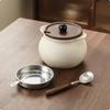 Lard Jar Ear Handles Ceramic Food Storage Jar Ceramic Canister with Lid Beige Lidded Container Easy to Clean for Kitchen