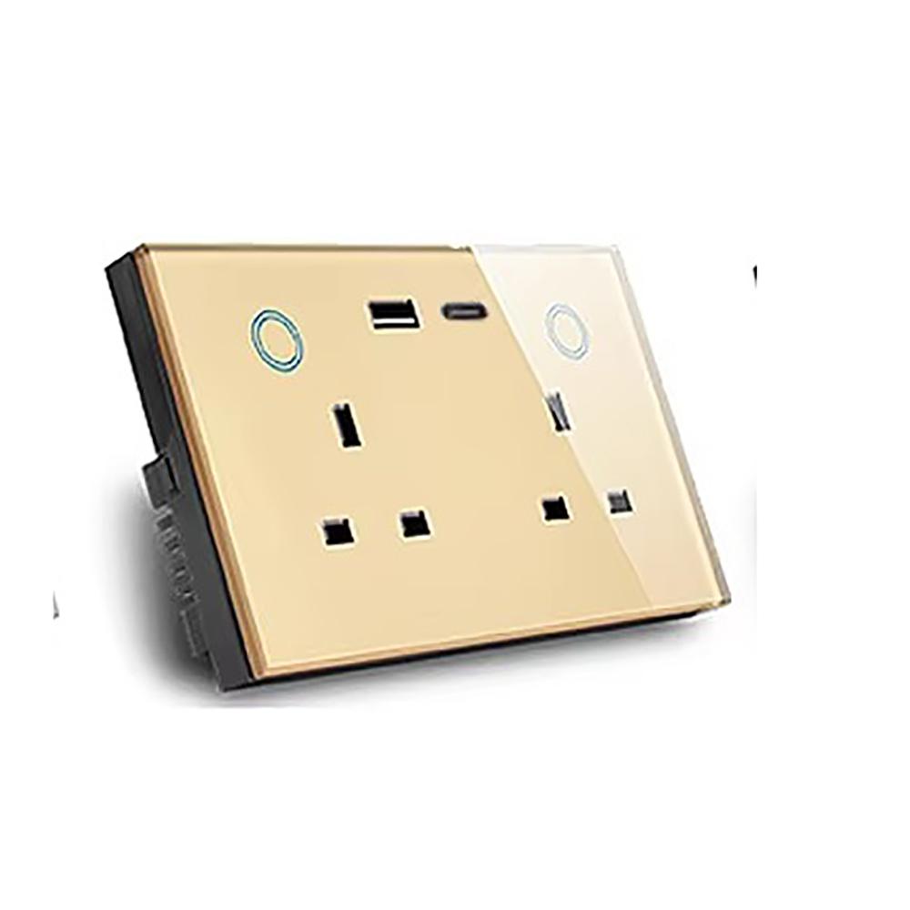 Melery Smart Tuya WiFi Dual UK Socket USB Type-C PD 20W Touch Control,Voice Controls Electricity Monitoring, Alexa Google Home