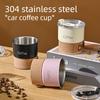 420 ml 304 Rostfritt Stål Bil Kaffemugg med Lock och Sugrör Portabel och Värmetålig Lätt att Använda Muggar Flaskor Kaffemuggar