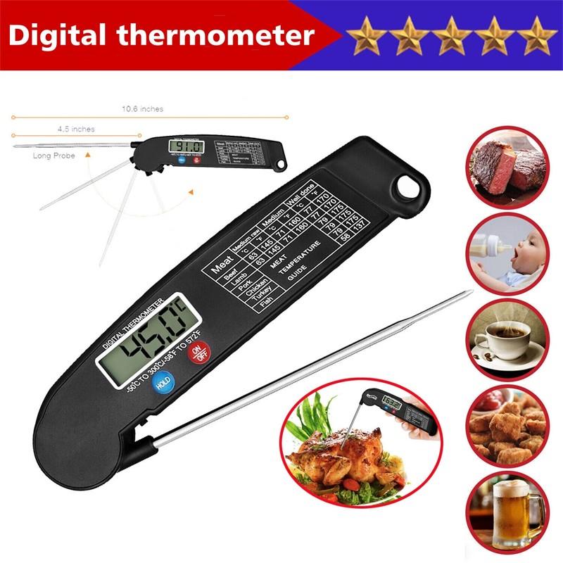 Digital Folding Probe Barbecue Thermometer Grill Food Electronic Oil Temperature Meter Thermometer Kitchen Thermometer For Cooking Oven