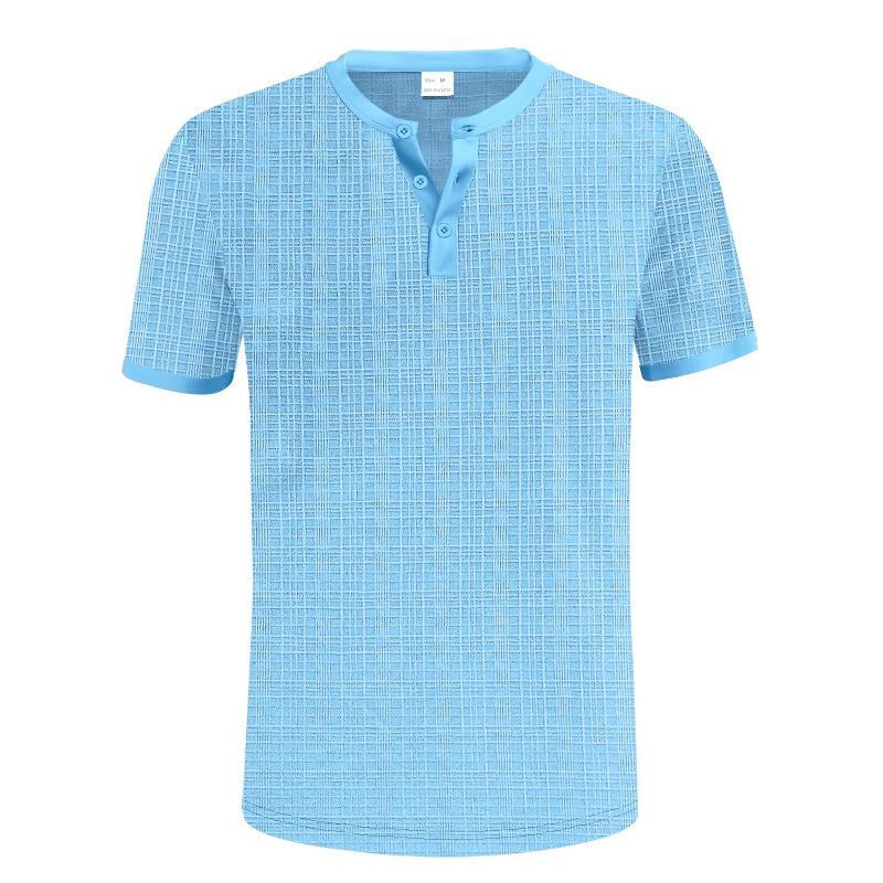 Mens Casual Breathable Loose Short Sleeve Henley Summer T Shirt