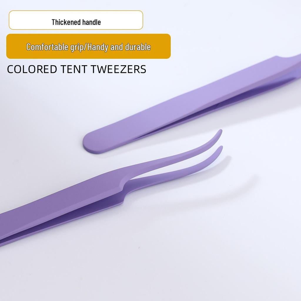 In Stock Beauty Tools: Stainless Steel Colored Curved Lash Tweezers for Eyelash Extensions and False Eyelashes