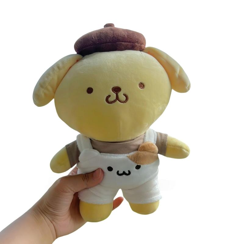 25cm Kawaii Pom Pom Purin Plushies With Clothing Japanese Style Dog Collect Doll Cuddly Plush Toy Xmas Gifts Girl