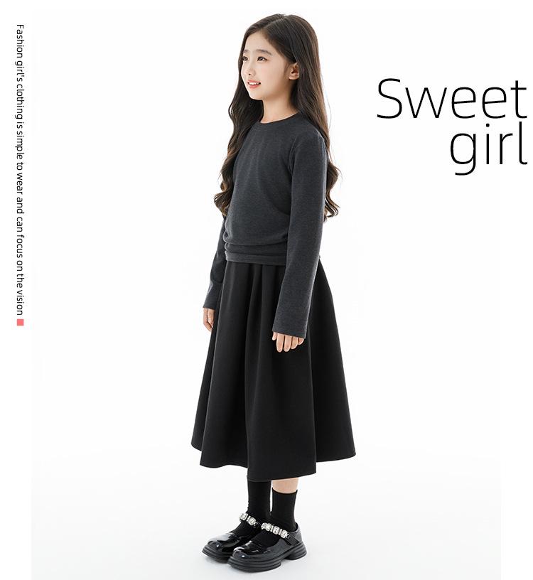 Autumn 2025 Girl's Casual Parent-Child Three-Piece Set: Vest, Base Shirt, Skirt