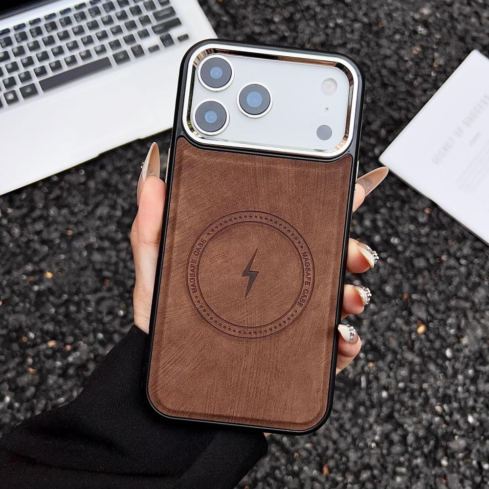 Luxury Lightning Charging Leather Texture Case For iPhone 17 Air 16 15 14 13 12 11 Pro Max Plus XS XR for Magsafe Magnetic Cover