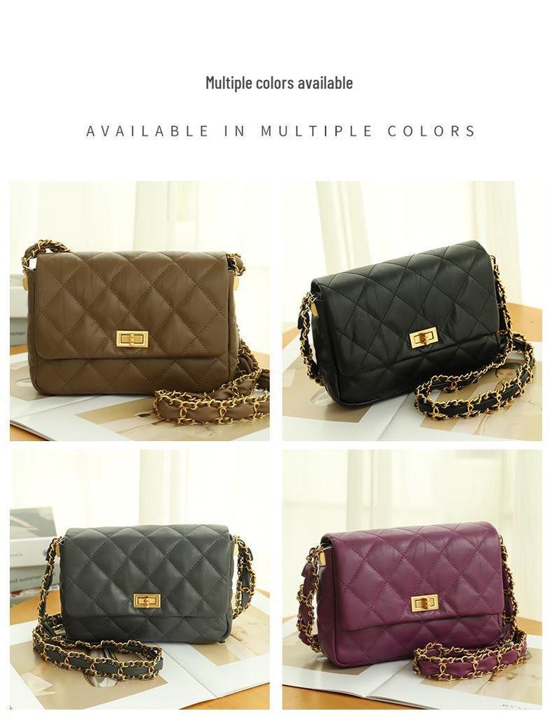 Chic Calfskin Mini Bag - Diamond Pattern Chain Crossbody