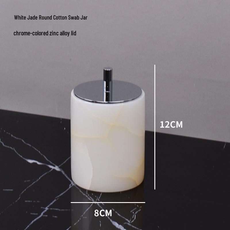 Lux White Jade Bathroom Set: Basin, Tray, Tissue Box, Lotion Dispenser - 4 or 5 Piece Set