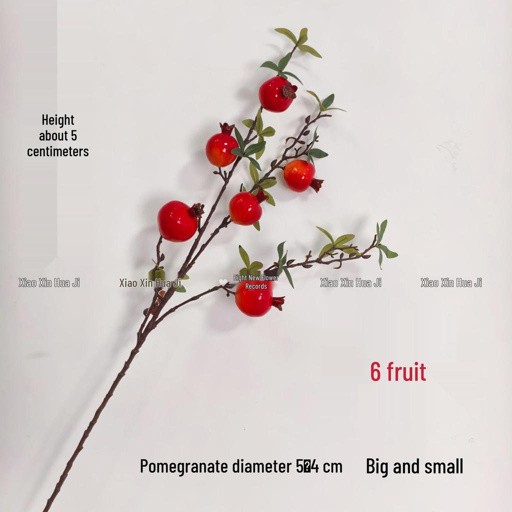 High-End Artificial Fruit Branch with Apples, Pomegranates, Oranges, Persimmons, and Lemons for Home Decor.