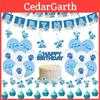 Lebhaftes Blaues Hinweise für Kinder Themen-Geburtstagsparty Deko-Set mit Happy Birthday Banner und Luftballons
