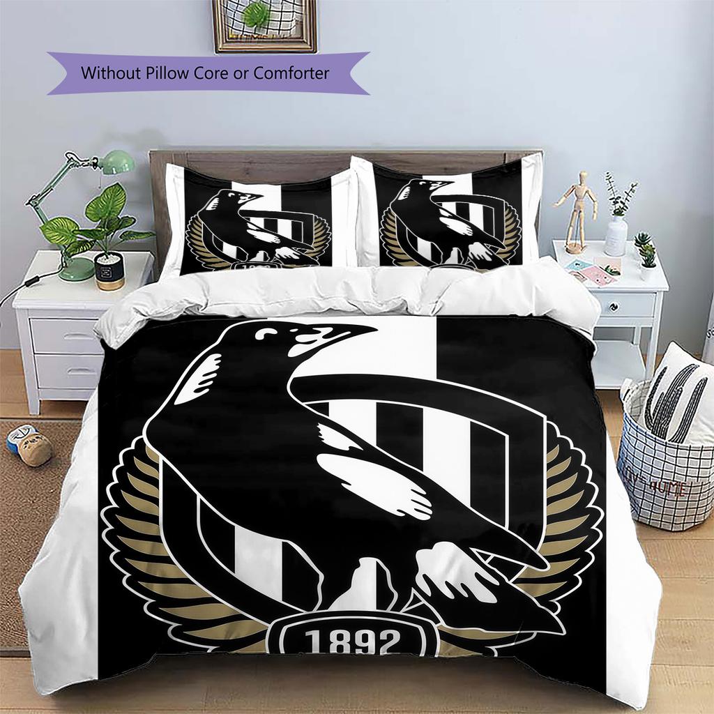 Magpies de Collingwood Set de Colcha con Patrón Decoración del Hogar Regalo (1 funda nórdica + 2 fundas de almohada sin relleno.)