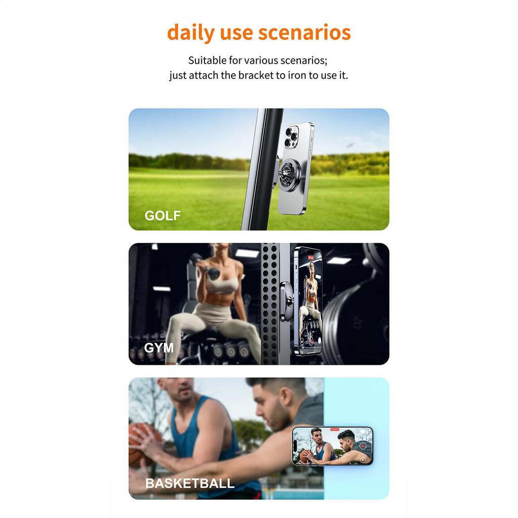 Golf Cart Phone Holder 360 Degree Rotatable Golf Cart Magnetic Phone Mount Alloy Smartphone Stand for Men Women Course Travel