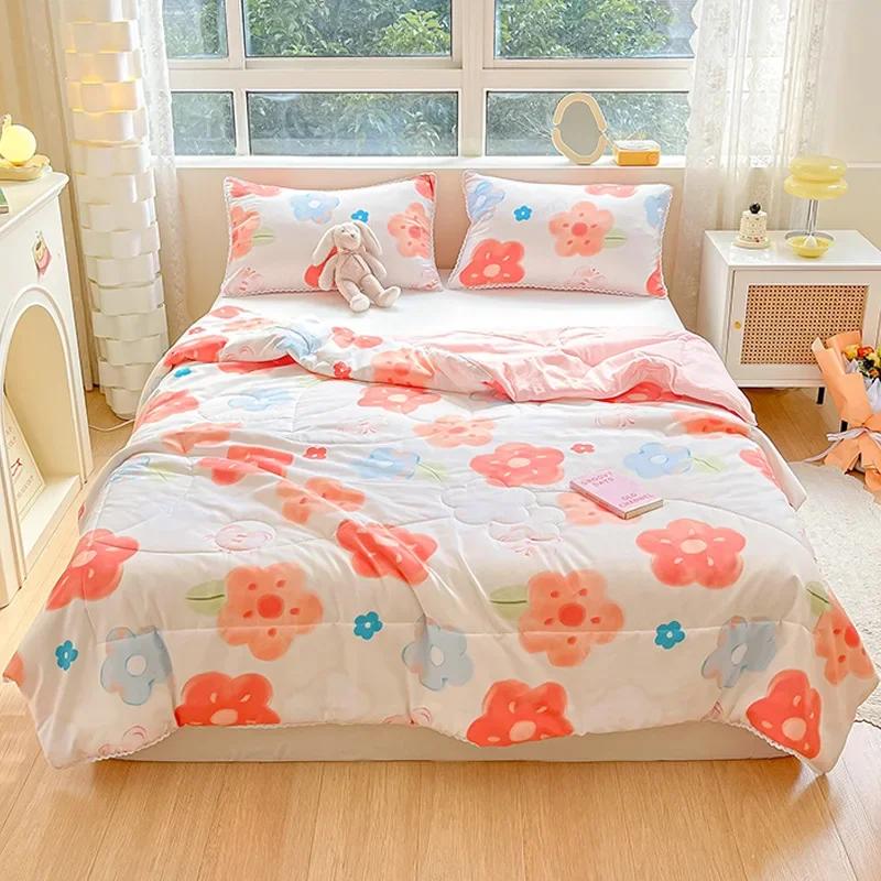 Cute Dinosaur Quilts Summer Spring Breathable Polyester Cotton Twin Full Size Bed Blanket Soft Thin Boys Girls Home Textile