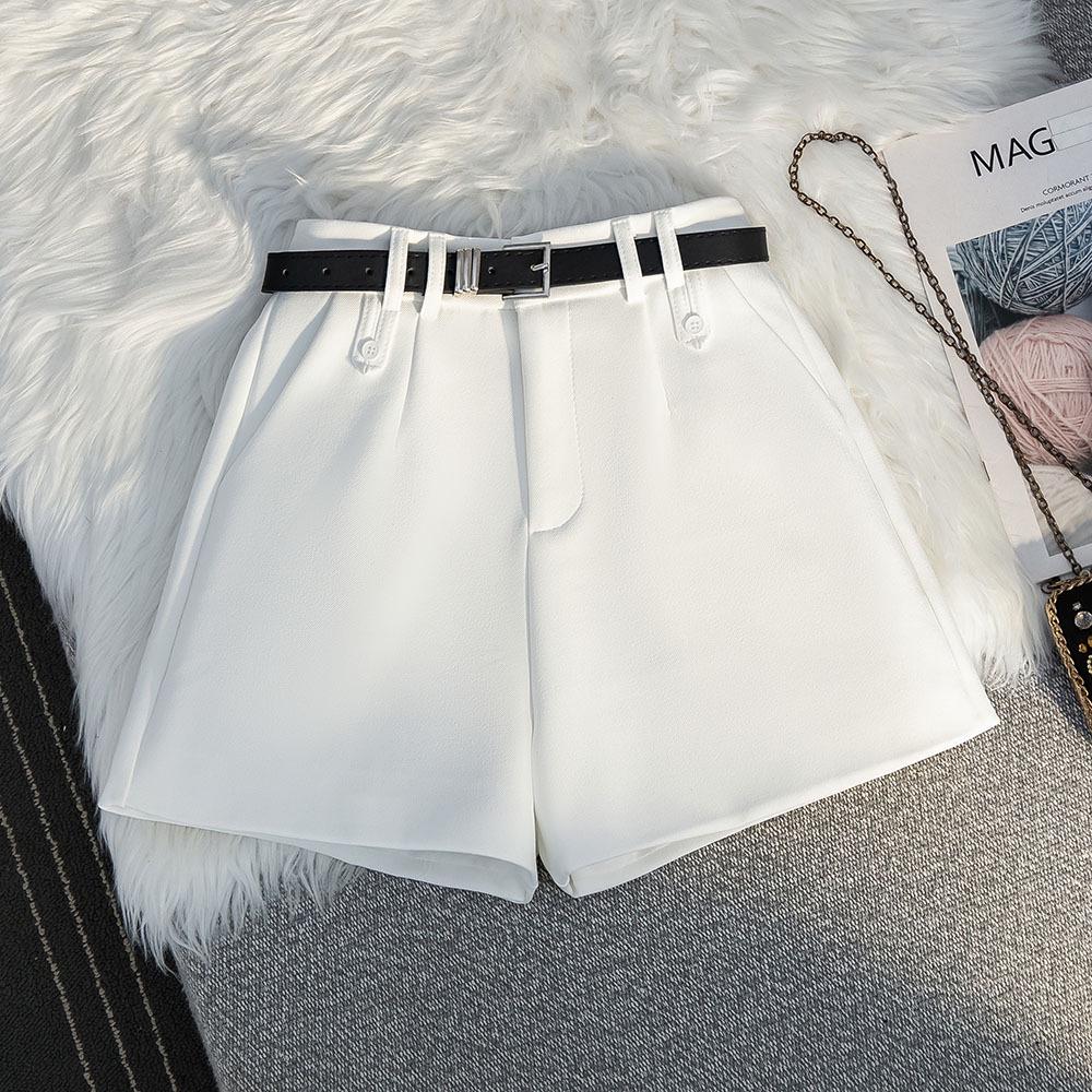 Women's Summer Grey High-Waisted A-Line Shorts 2025 - Loose Wide-Leg Casual Trousers