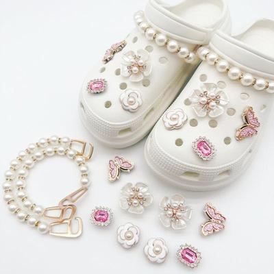 10 UNIDADES Charms para Zapatos para Crocs DIY Metal Vintage Strass Mariposa Decoración de Zapatos Hebilla para Agujeros de Charms de Croc Accesorios para Zapatos