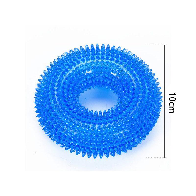 Interactive Squeaky Dog Chew Toy for Puppies - Bite Resistant TPR Tooth Cleaning Thorn Barbed Molar Chew Toy for Dogs