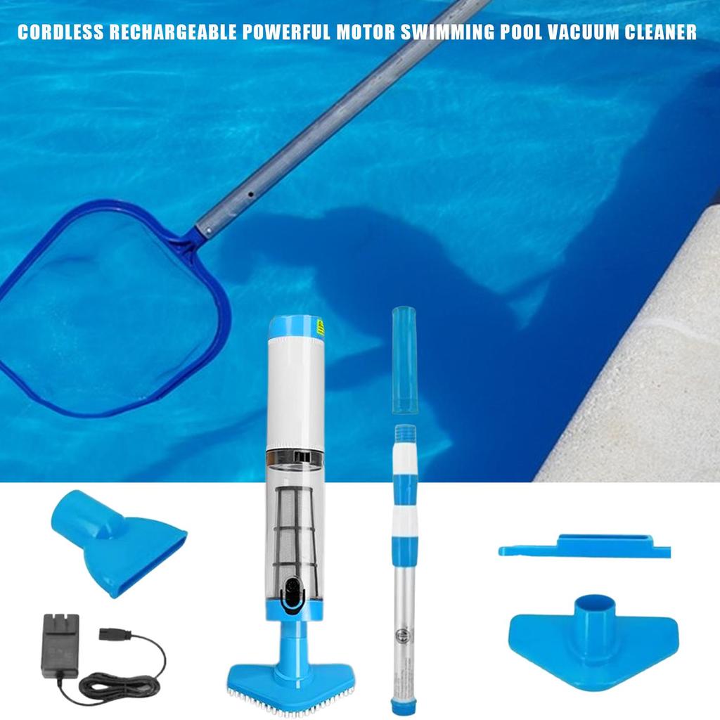 Pool Cleaning Kit Powerful Motor Rechargeable Handheld Cordless Skimmer For Pool Filter Swimming Pool Cleaner Set Pool Vacuum