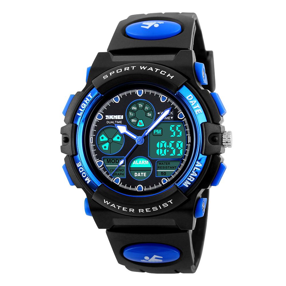 1163 Uhren Kinder Outdoor Sport Kinderuhr Digital Quarz Armbanduhr für Jungen Mädchen Uhren mit PU-Armband Band Alarm LED Leuchtend Wasserdicht