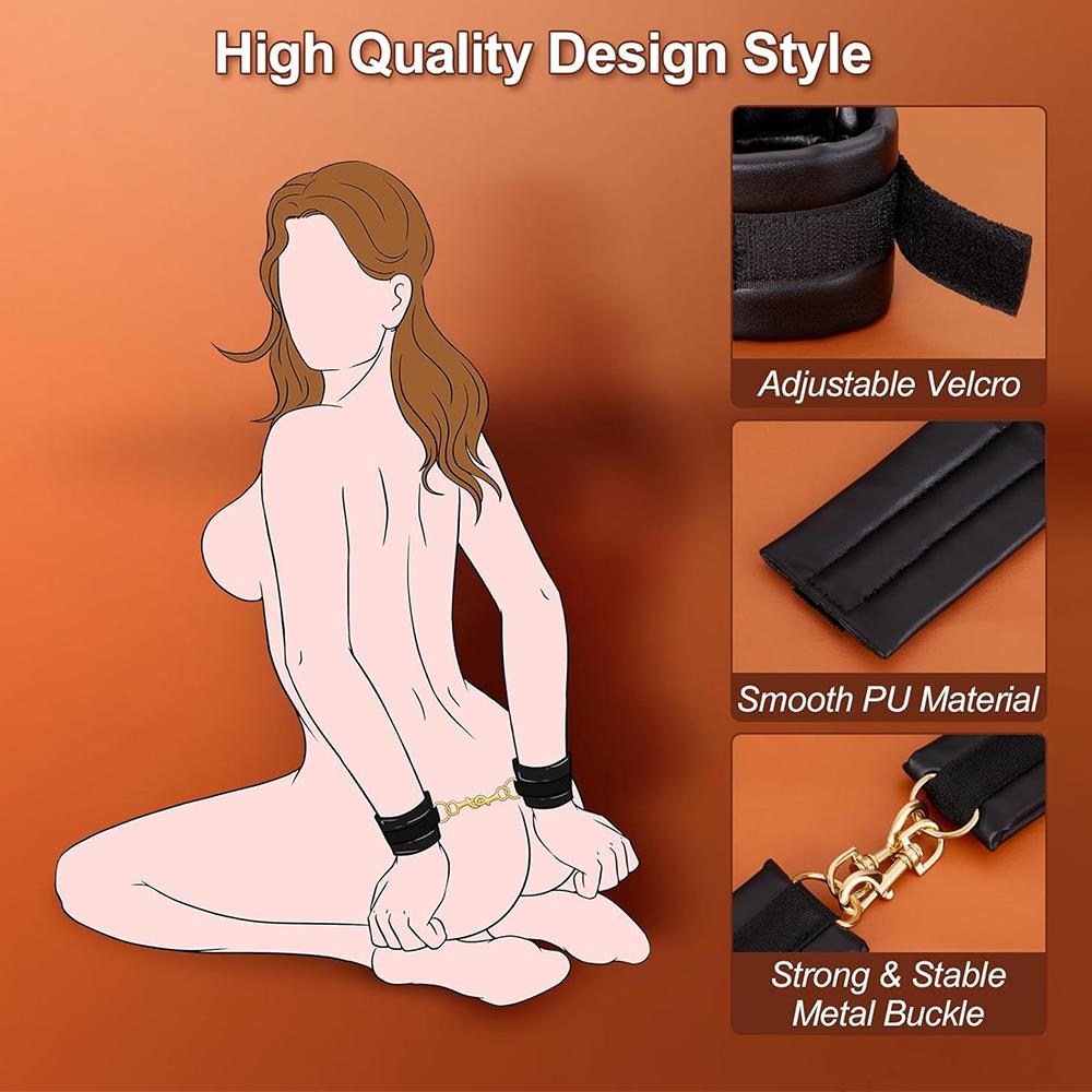 Erotic Set Sexy Leather Plush Sex Toys Bondage Kit Handcuffs Feather Blindfold Flirt Exotic Accessories Couples Adult Games