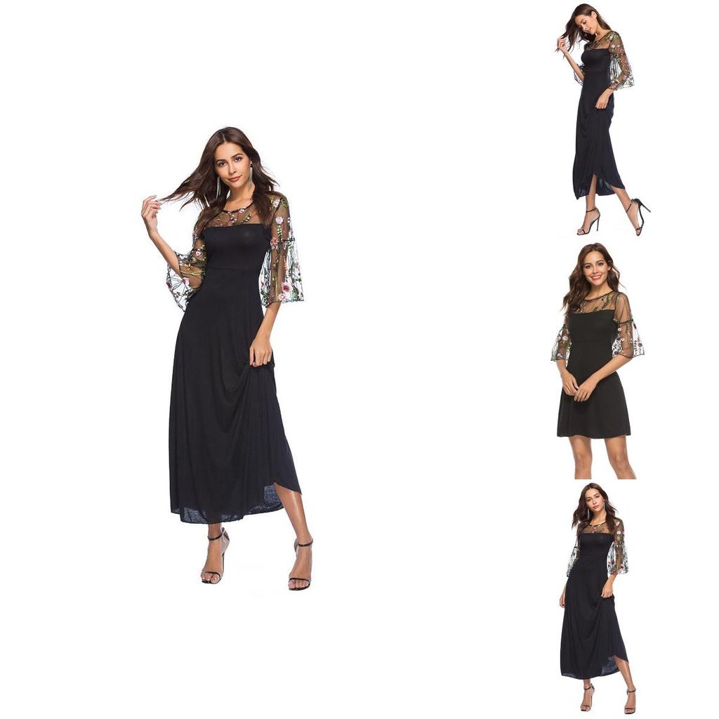 Elegant Fashion Women Chimmo Bodycon Dress With Embroidered Floral Design