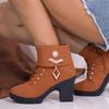 Fashion Women's High Heels Warm Cotton Boots Side Zipper Ankle Boots Fashion High Heels Ladies Casual Pumps Platform Heel Zapatos Mujer