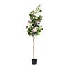 Artificial Camellia Tree Light Roseate Realistic Floor Artificial Plant for Indoor Living Room Decor 180cm   70.9in