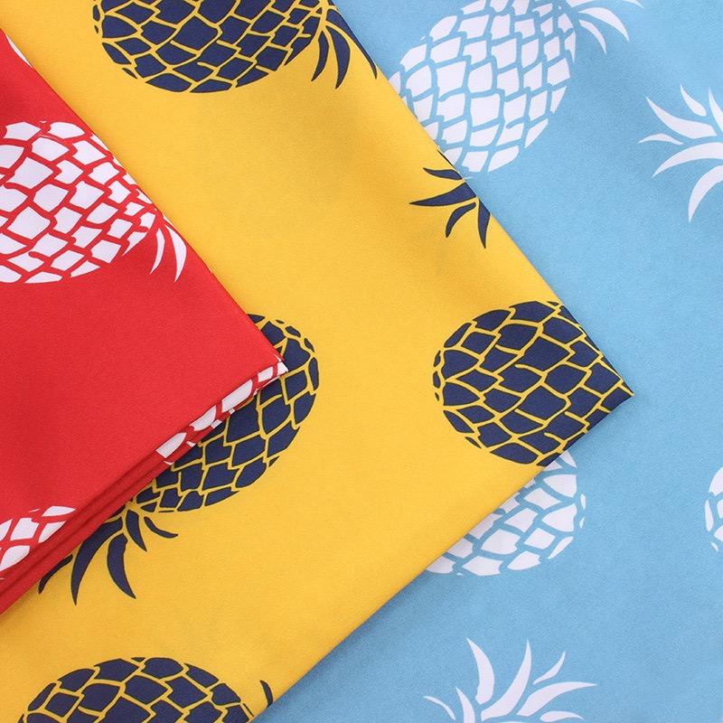 Tropical Pineapple Print Fabric Classic Twill Peach Skin for Hawaiian Shirts Beach Shorts Throw Pillow Covers