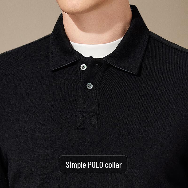 Men's Fine Wool Blend Long Sleeve Polo Shirt