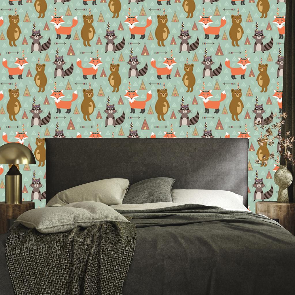 Fairytale Indian Foxes Wallpaper for Living Room and Bedroom 50x1000