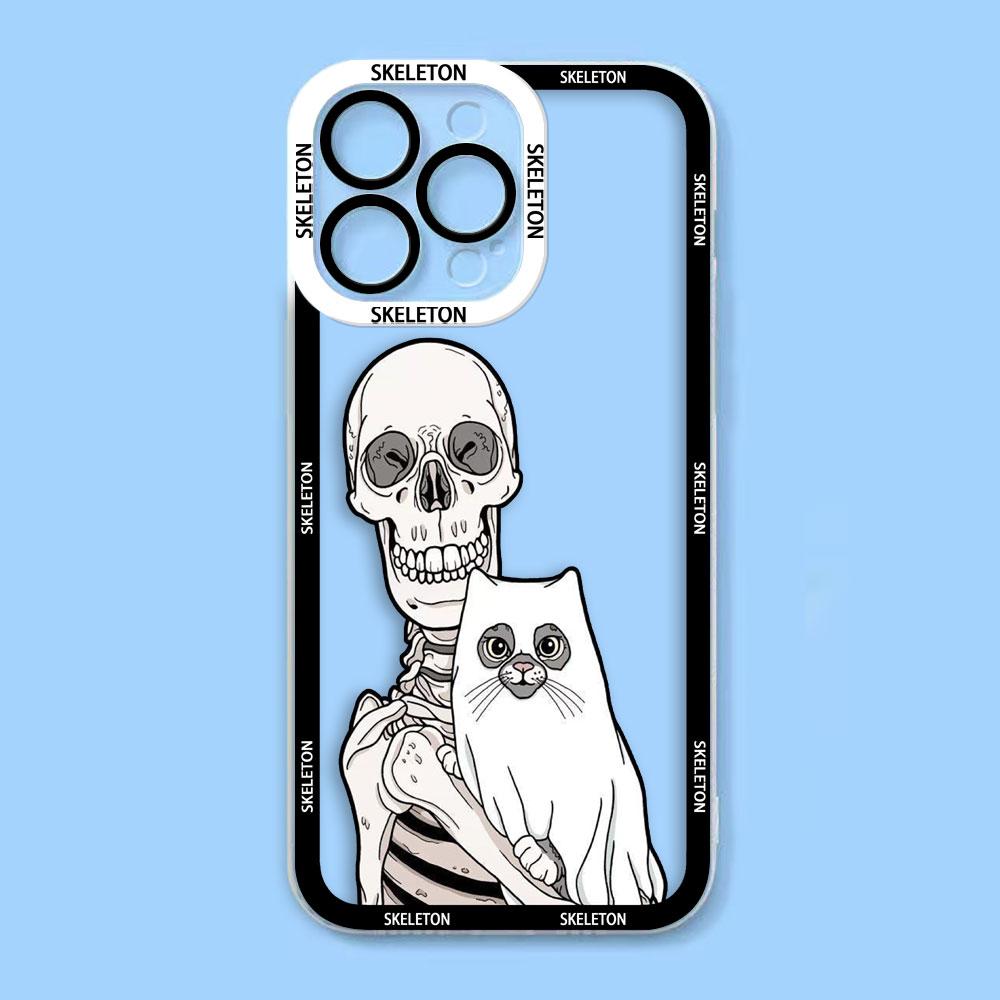 

Horrible Skull Cat Cover Angel Eyes Clear Phone Case For OPPO RENO 11 11F 10 8 8Z 8T 7 7Z 6 6Z 5G 5F 4 2 FIND X3 LITE Case Funda OPPO RENO 8T 4G