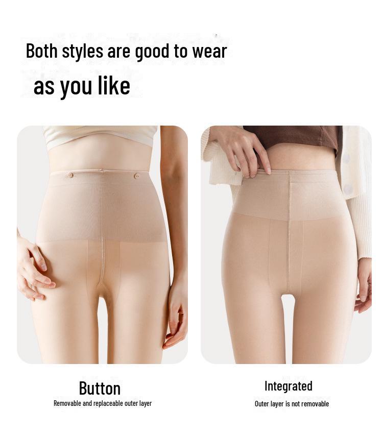 Velvety Double-Layer Removable Nude-Effect Stockings for Autumn/Winter