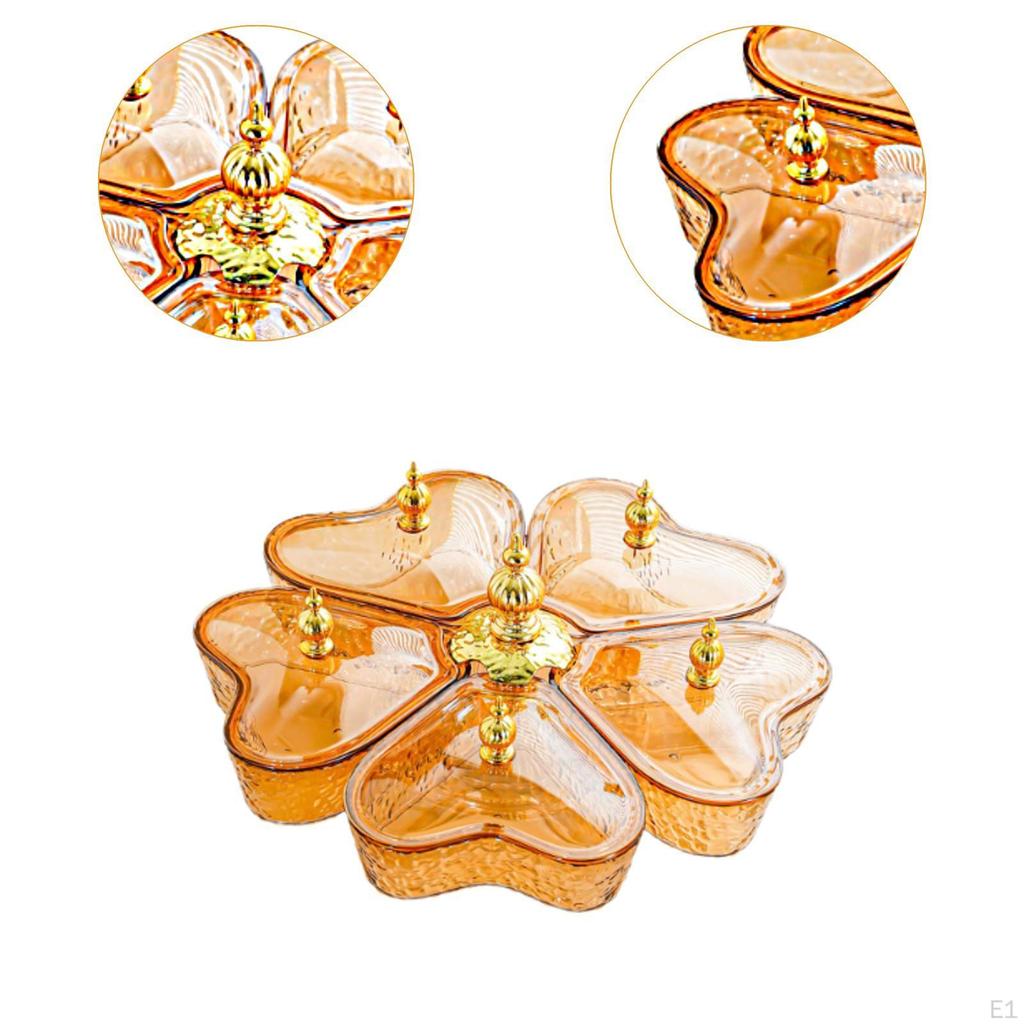 Divided Rotating Serving Tray 5 Compartments Multifunctional Organizer with Lid Appetizer for