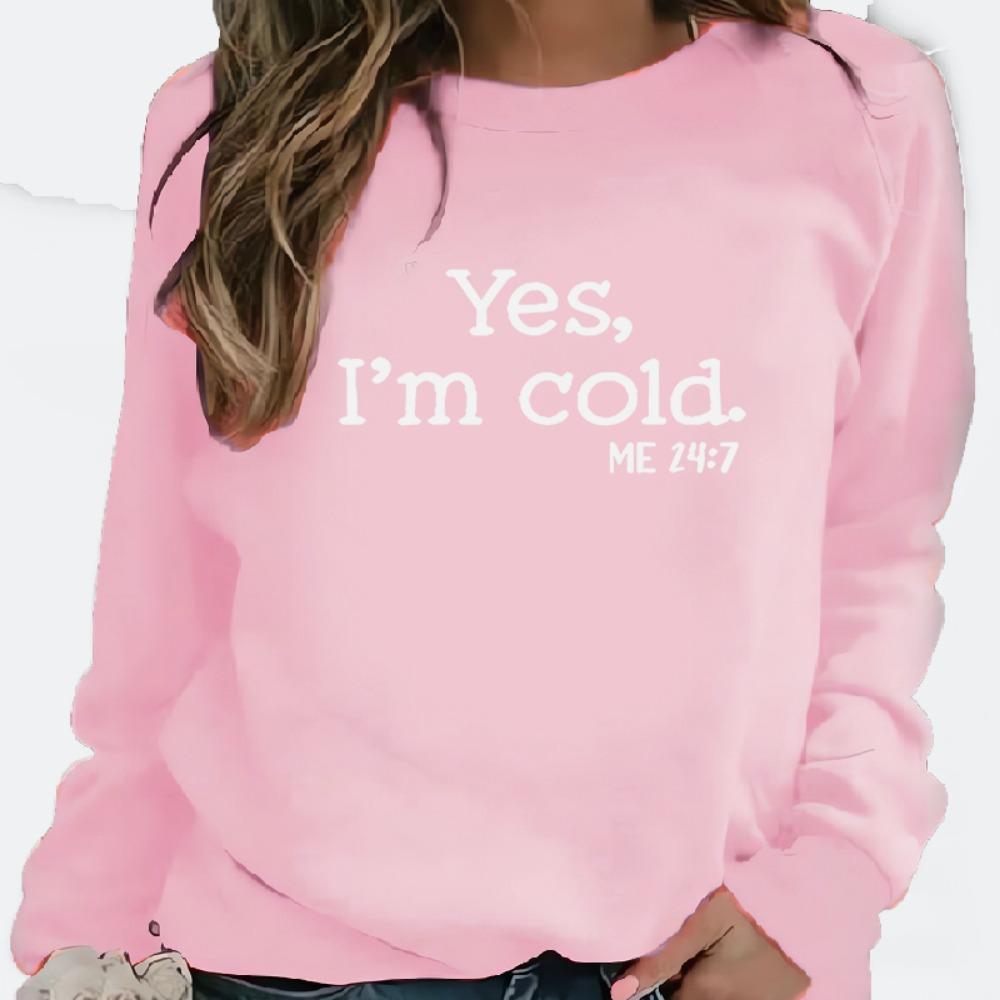 Women's Fashion Casual Fleece Hoodie Round Neck YES IM COID Printed Hoodie Boom Sweatshirt Streetwear Women Clothes Tops