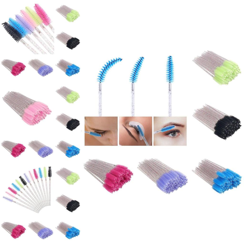 Disposable Eyelash Eye Brush With Elegant Crystal Diamond Handle And Spiral Design For Precise Makeup Application