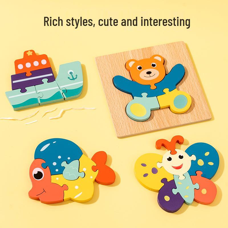 3D Wooden Animal Puzzle for Children: Early Education Geometric Toy for Boys and Girls