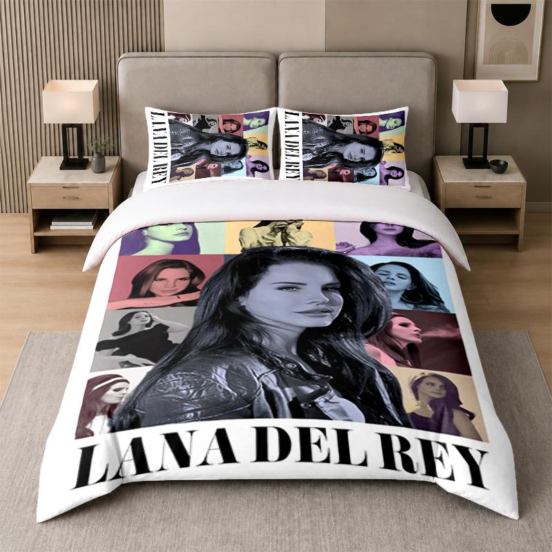 Set Biancheria da Letto 3 Pezzi, Lana Del Rey 1 Copripiumino e 2 Federe, Decorazione Biancheria da Letto Stampata per Camera degli Ospiti