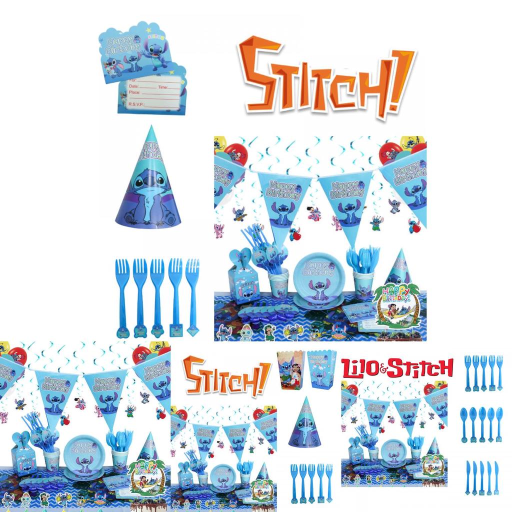 Stitch Theme Party Supplies Set Blue Lilo And Stitch Birthday Decorations