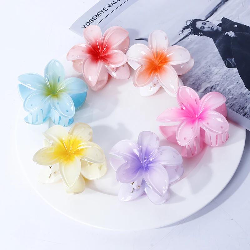 Fermaglio per Capelli Acrilico a Forma di Fiore Grande 8cm Sfumato per Donne Fermagli Dolci Pinze per Capelli Pinze a Granchio Mollette Accessori per Capelli Hawaiani