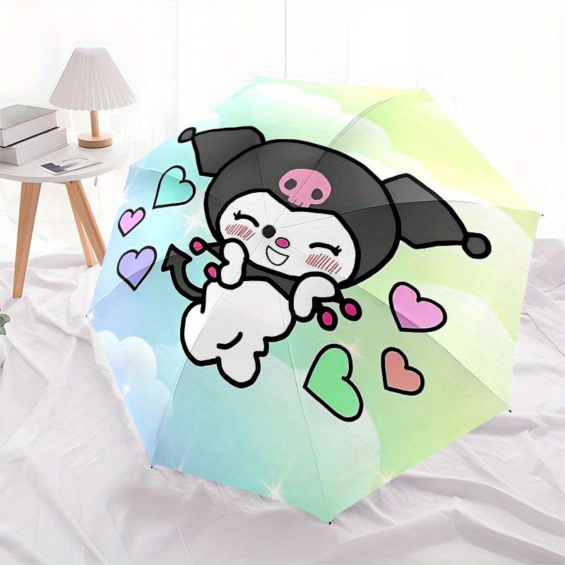 Kuromi, Sanrio Automatic Opening and Closing Parasol Compact Travel Umbrella with 8 Ribs for Women and Men Ideal Birthday/Christmas Gift, Ou