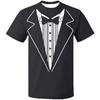 Men Funny Gentleman Fake Tuxedo Print Short Sleeve T Shirt