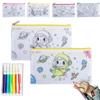 5pcs DIY Kids Graffiti Stationery Bag Zipper Pencil Case Bag Children's Draw Painting Non Woven Colored Zipper Bags Gift