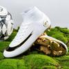 High-top Electroplated Gold-soled Spiked Football Shoes for Boys and Teenagers, Game Training Shoes for Man-made Land