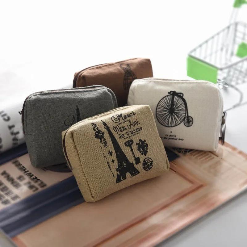 

Винтажный парусиновый кошелек для монет на молнии, кошелек для мелочи, женский кошелек, маленькая мини-сумка для монет, сумка для хранения, сумки для денег в стиле ретро, ​​детский подарок