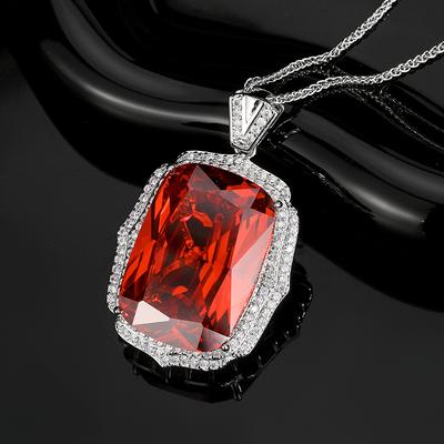 Jewelry Copper Bottom Gold-Plated Simulation Orange Red Zirconium Temperament Pendant Necklace 20 * 28