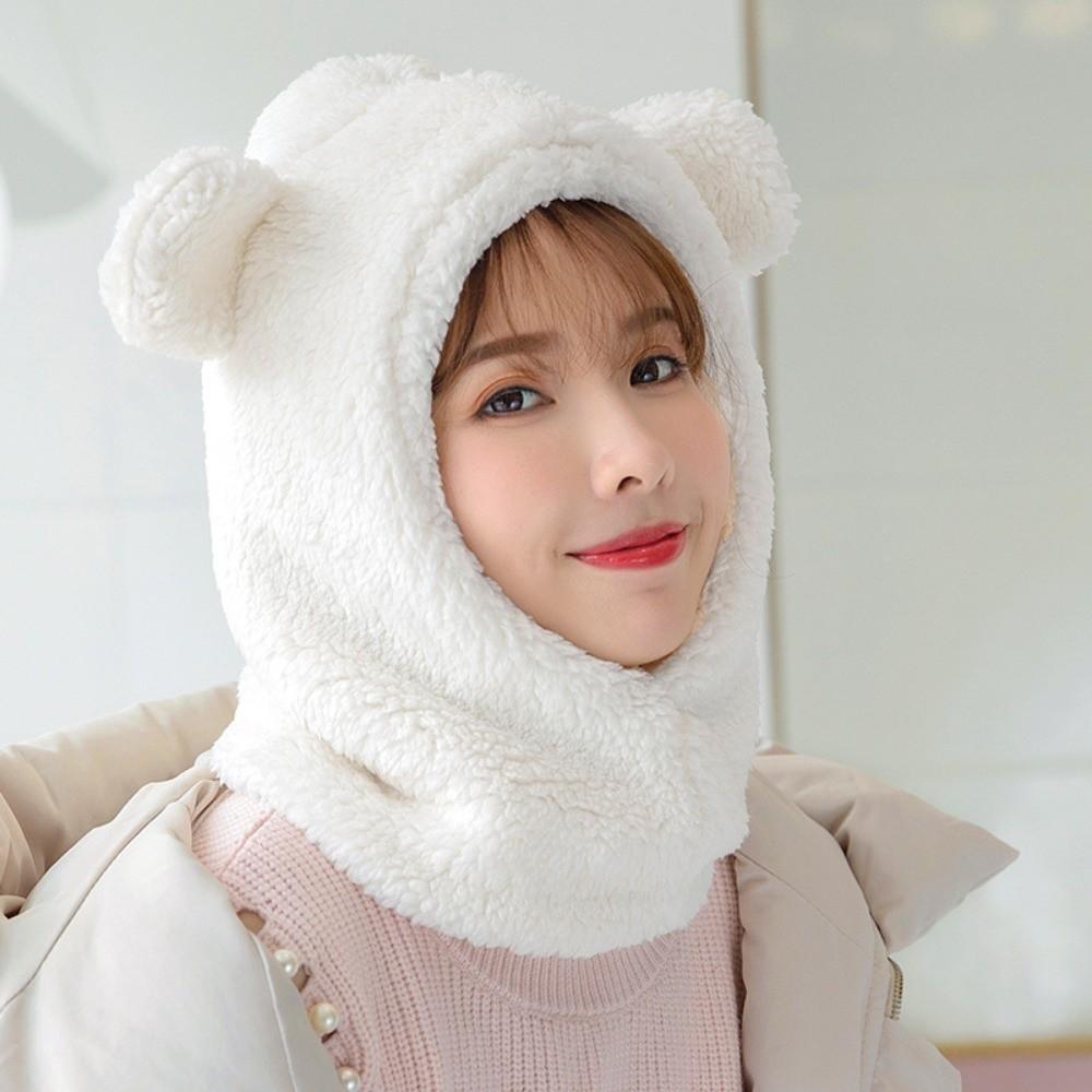 Cute Bear Ear Hat Scarf Windproof Plush Hat Scarf Fashion Winter Warm Hedging Cap Autumn